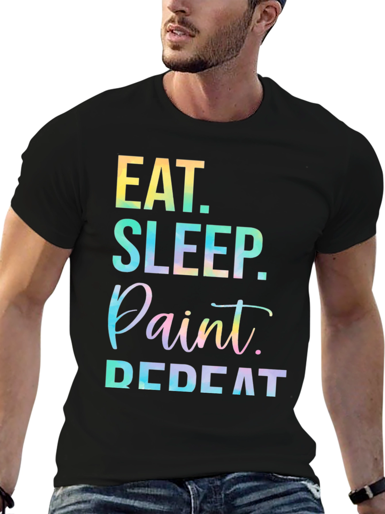 Eat Sleep Paint Repeat Black Graphic Tee