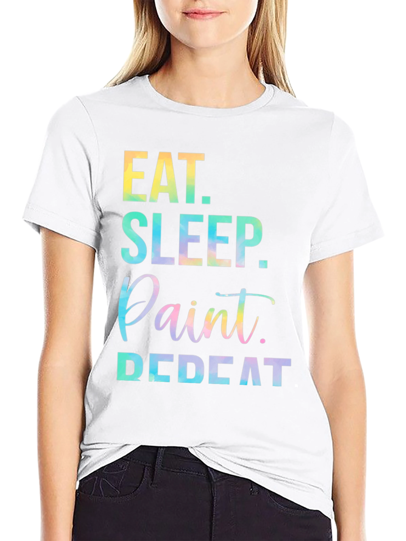 Eat Sleep Paint Repeat Black Graphic Tee