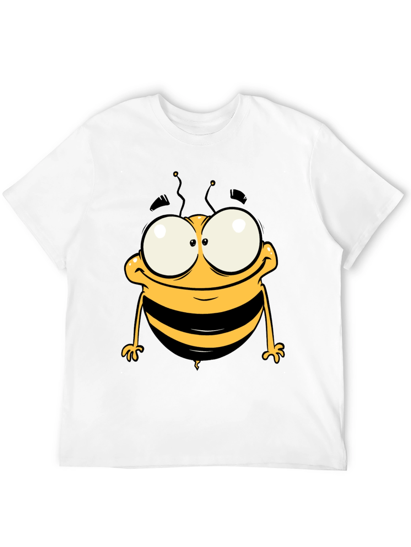 Funny Cartoon Bee Graphic Tee - Black Cotton T-Shirt