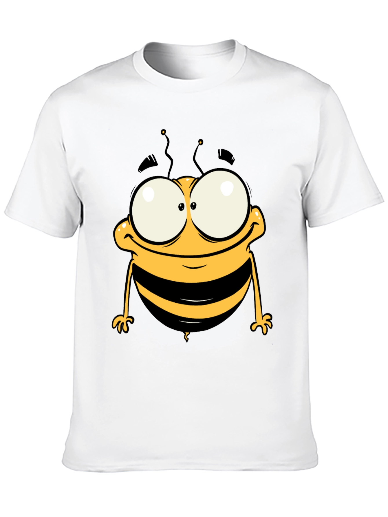 Funny Cartoon Bee Graphic Tee - Black Cotton T-Shirt