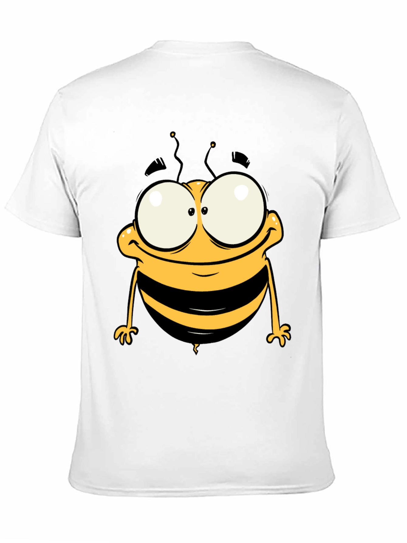 Funny Cartoon Bee Graphic Tee - Black Cotton T-Shirt