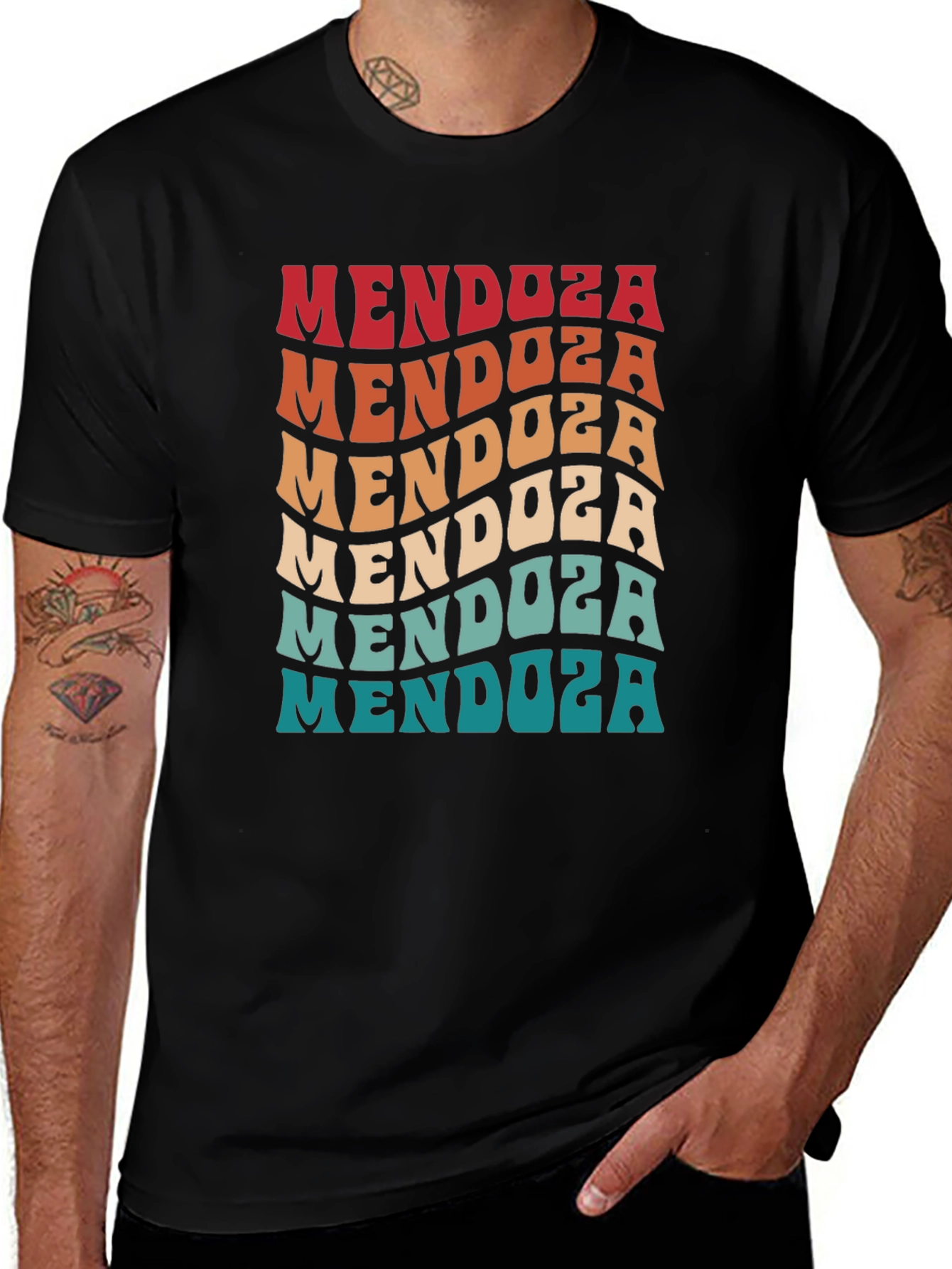 Mendoza Retro Wavy Text Graphic T-Shirt
