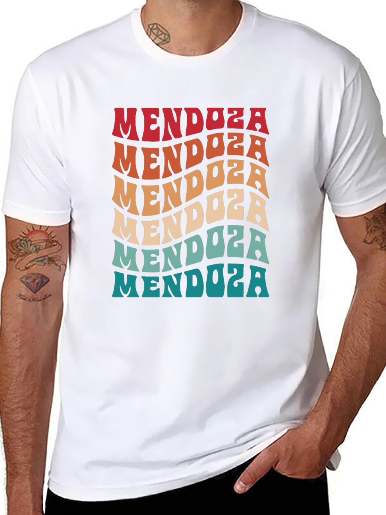 Mendoza Retro Wavy Text Graphic T-Shirt