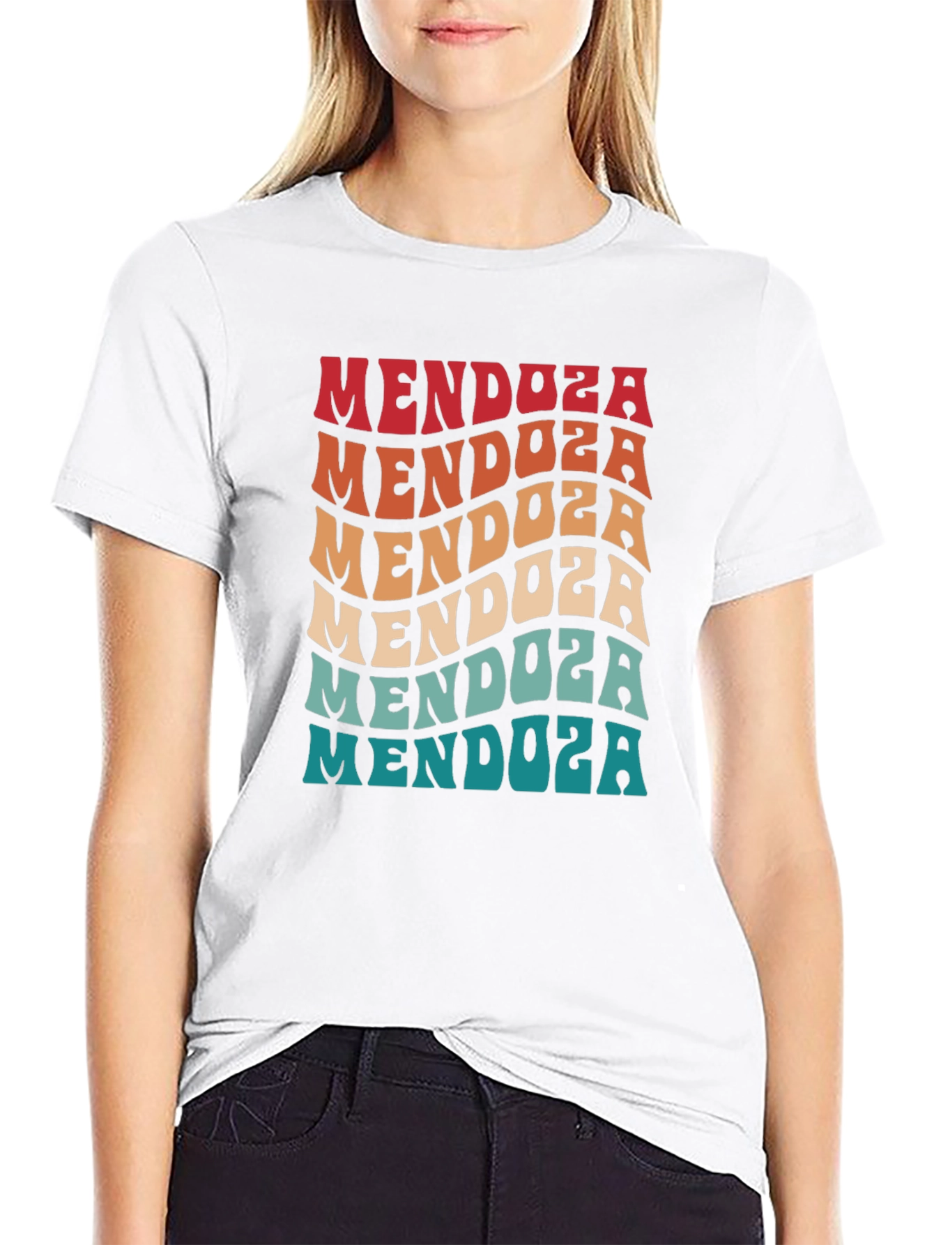 Mendoza Retro Wavy Text Graphic T-Shirt