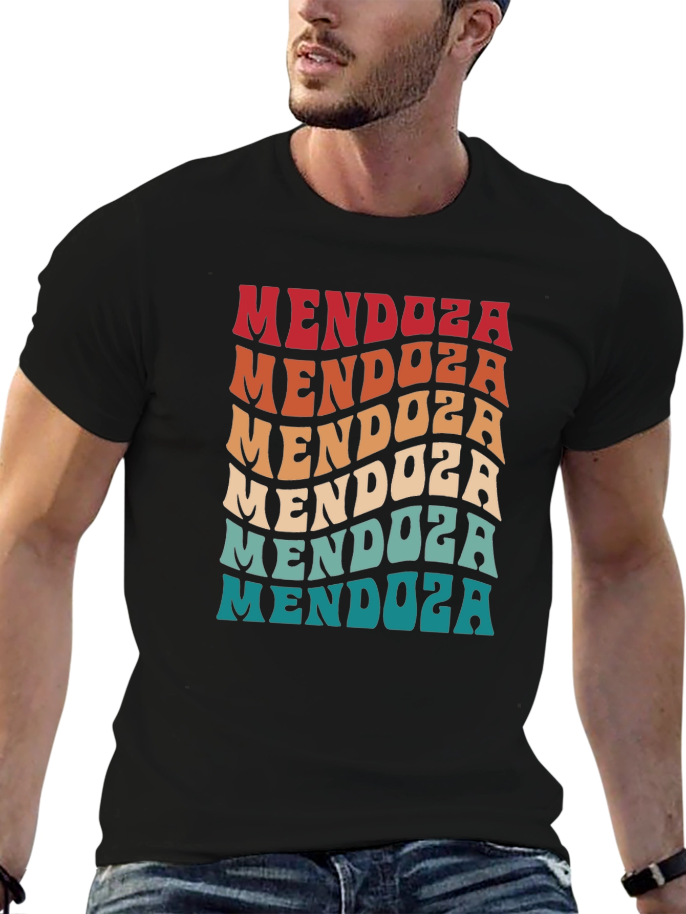 Mendoza Retro Wavy Text Graphic T-Shirt