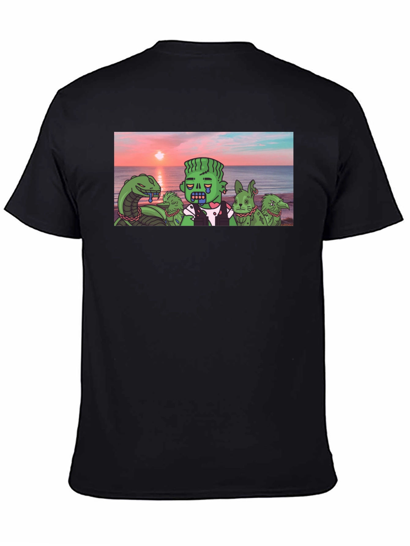 Cartoon Graphic Tee - Sea Monster & Zombie