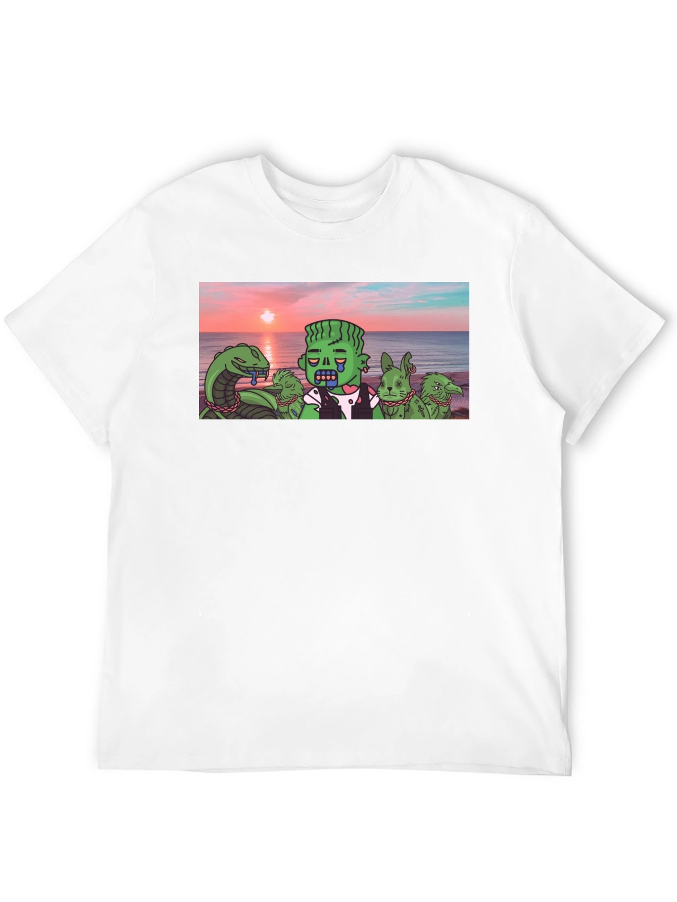 Cartoon Graphic Tee - Sea Monster & Zombie