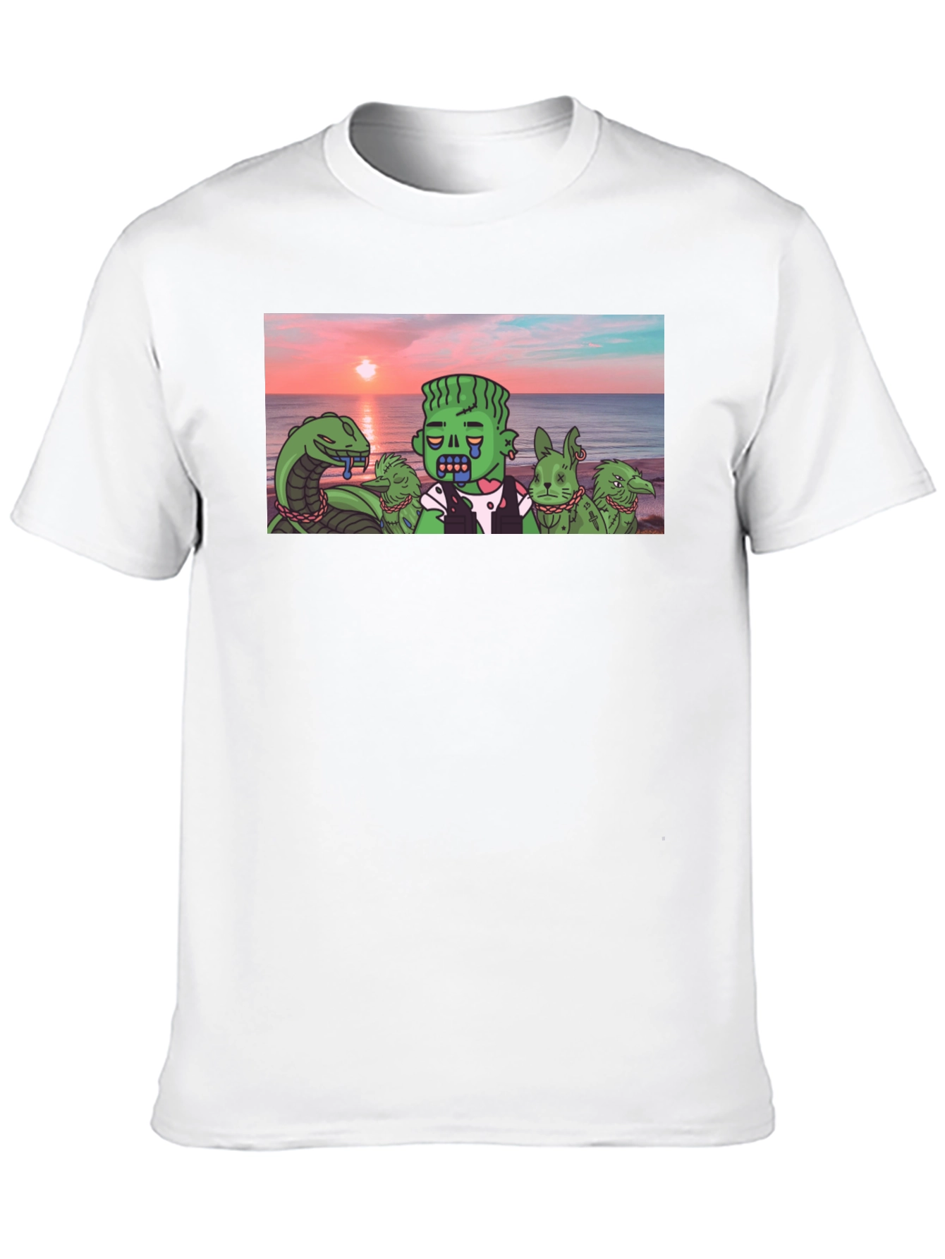 Cartoon Graphic Tee - Sea Monster & Zombie