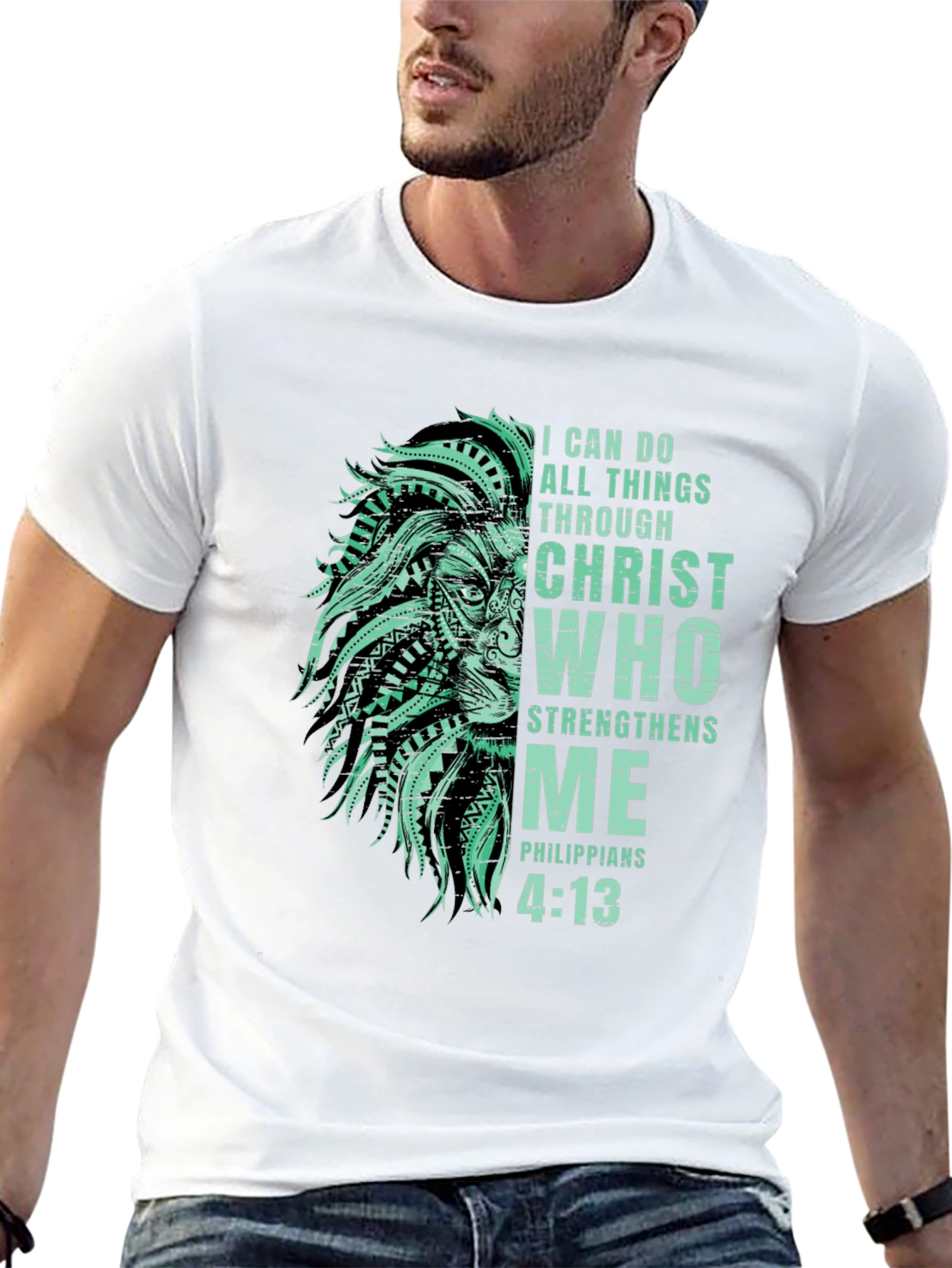 Lion & Scripture Graphic Print Tee