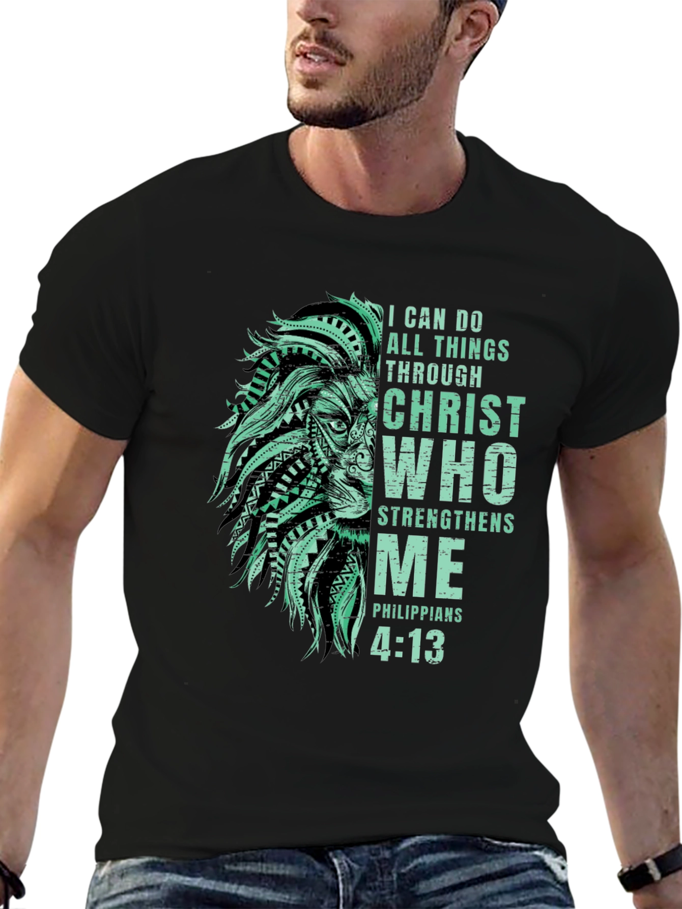 Lion & Scripture Graphic Print Tee