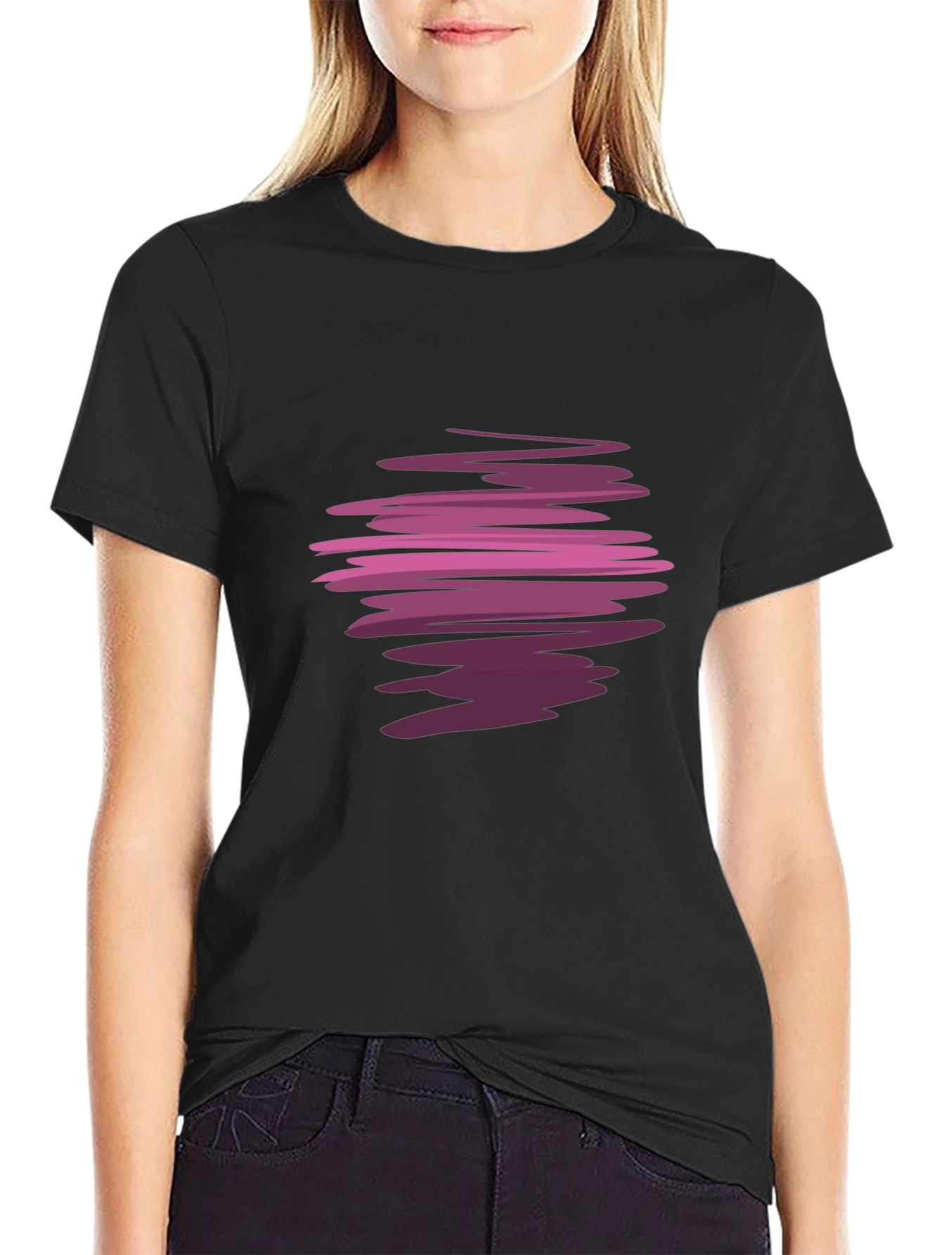 Abstract Swirl Graphic Black T-Shirt