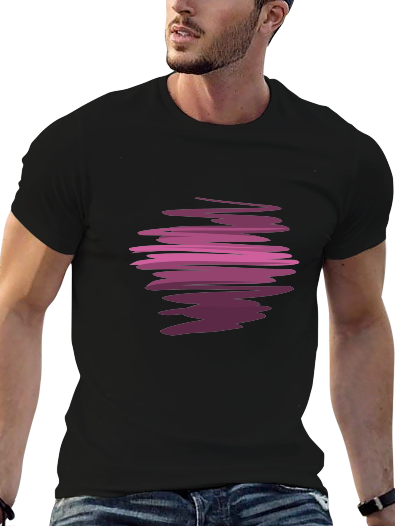 Abstract Swirl Graphic Black T-Shirt