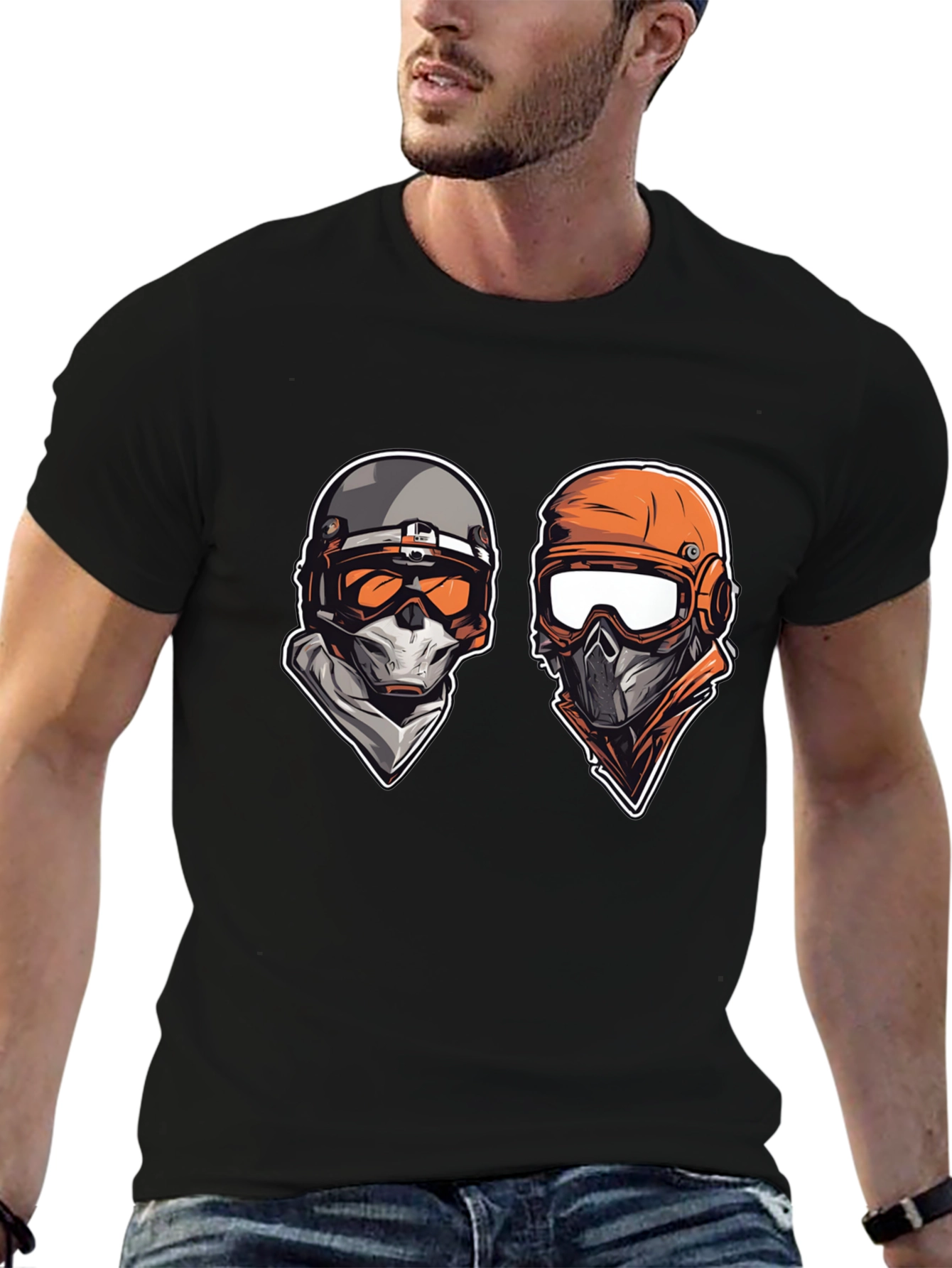 Tactical Duo Graphic Tee - Black Cotton Comfort
