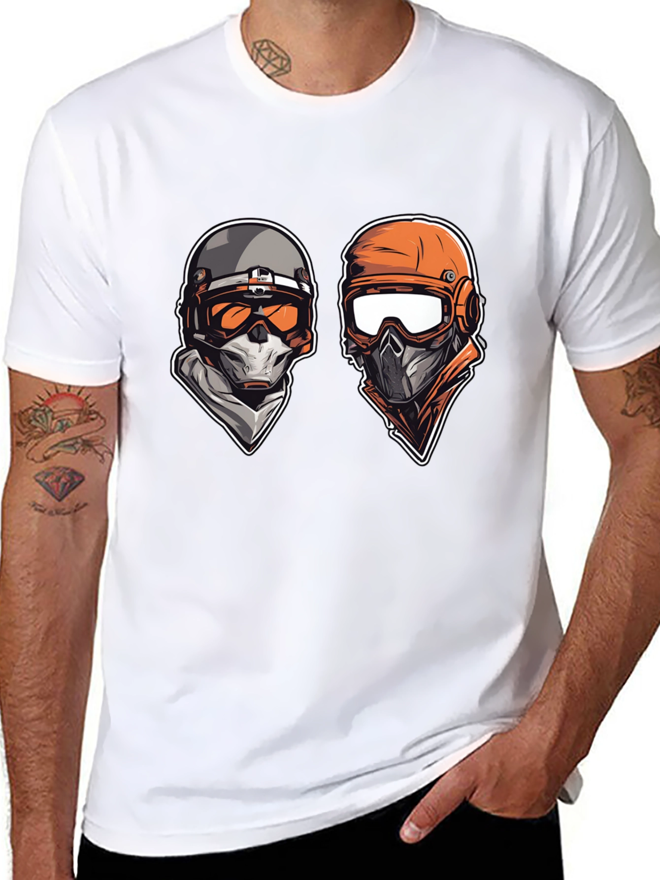 Tactical Duo Graphic Tee - Black Cotton Comfort