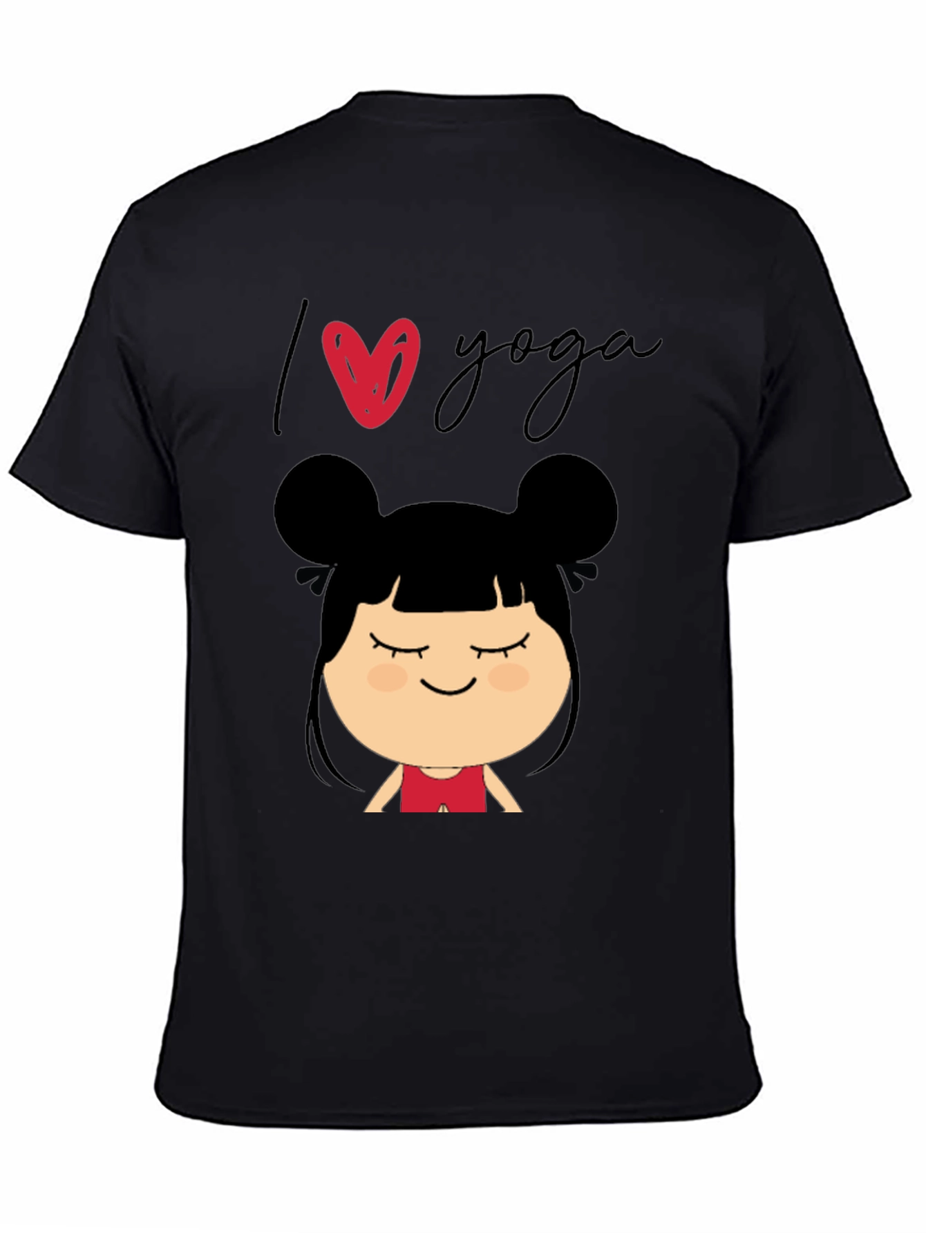 I Love Yoga T-Shirt with Cute Cartoon Girl