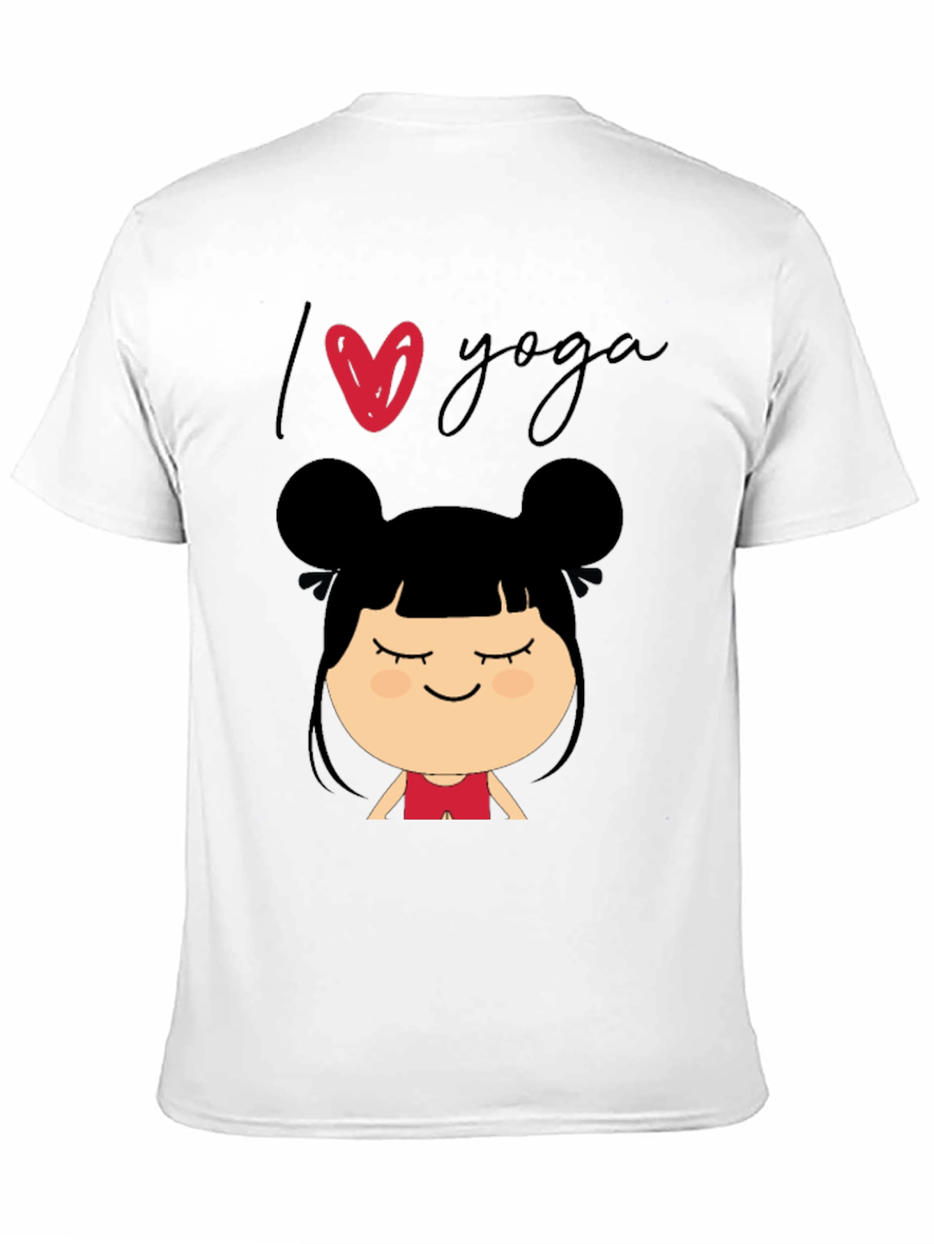I Love Yoga T-Shirt with Cute Cartoon Girl