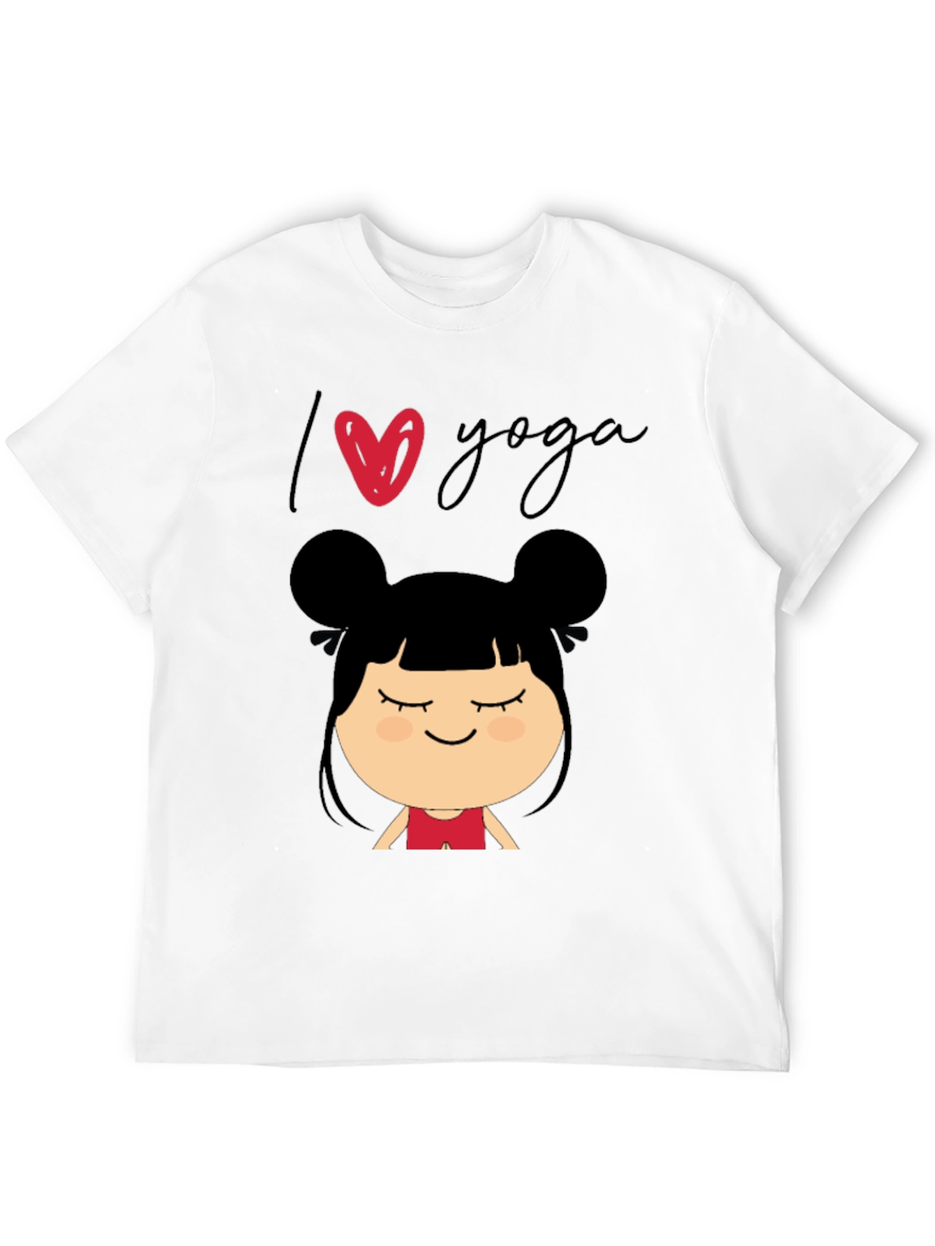 I Love Yoga T-Shirt with Cute Cartoon Girl