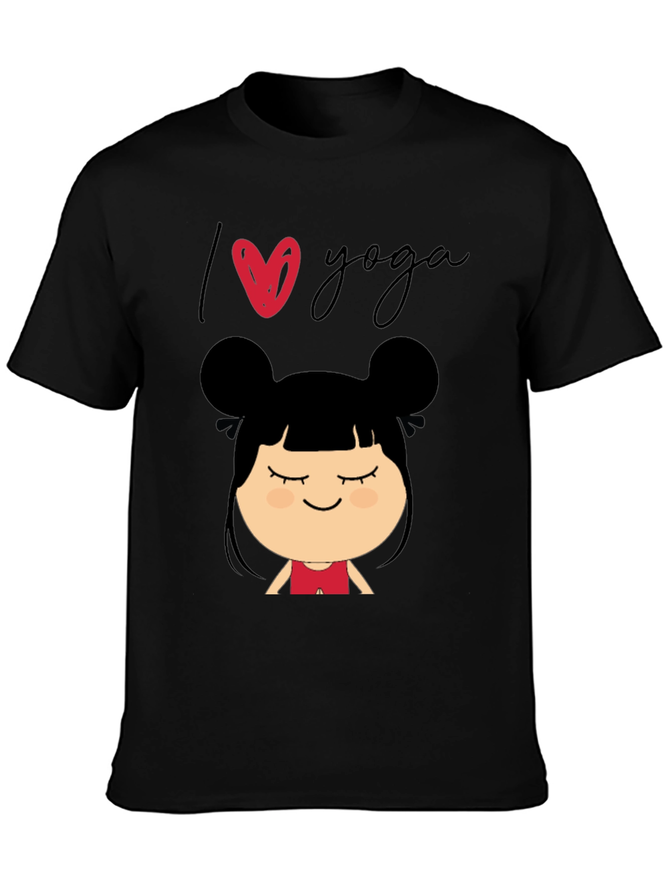 I Love Yoga T-Shirt with Cute Cartoon Girl
