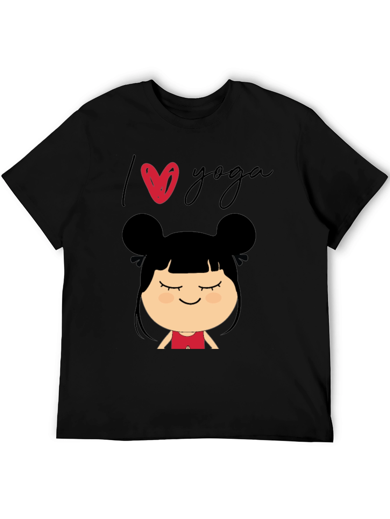 I Love Yoga T-Shirt with Cute Cartoon Girl