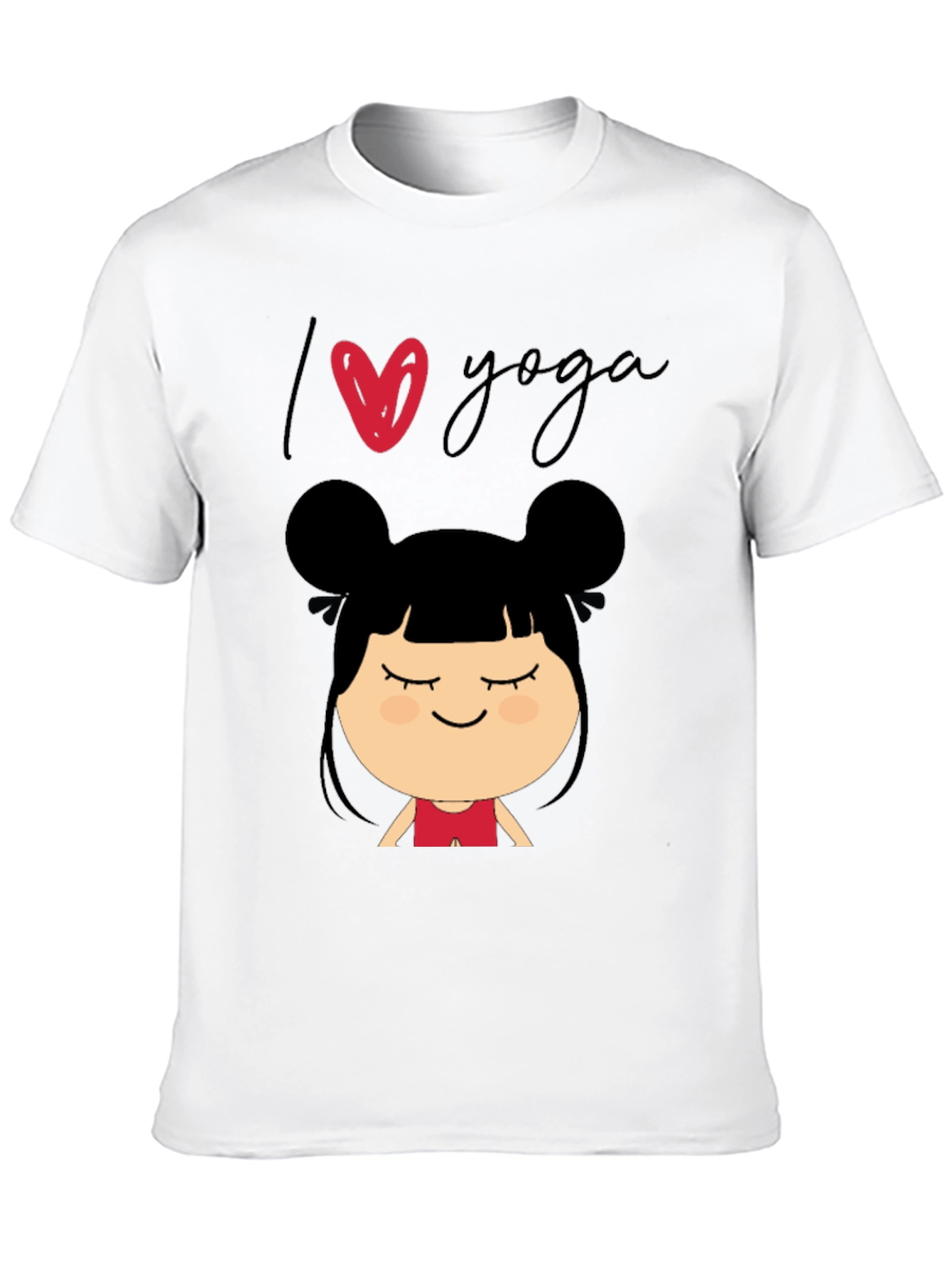 I Love Yoga T-Shirt with Cute Cartoon Girl