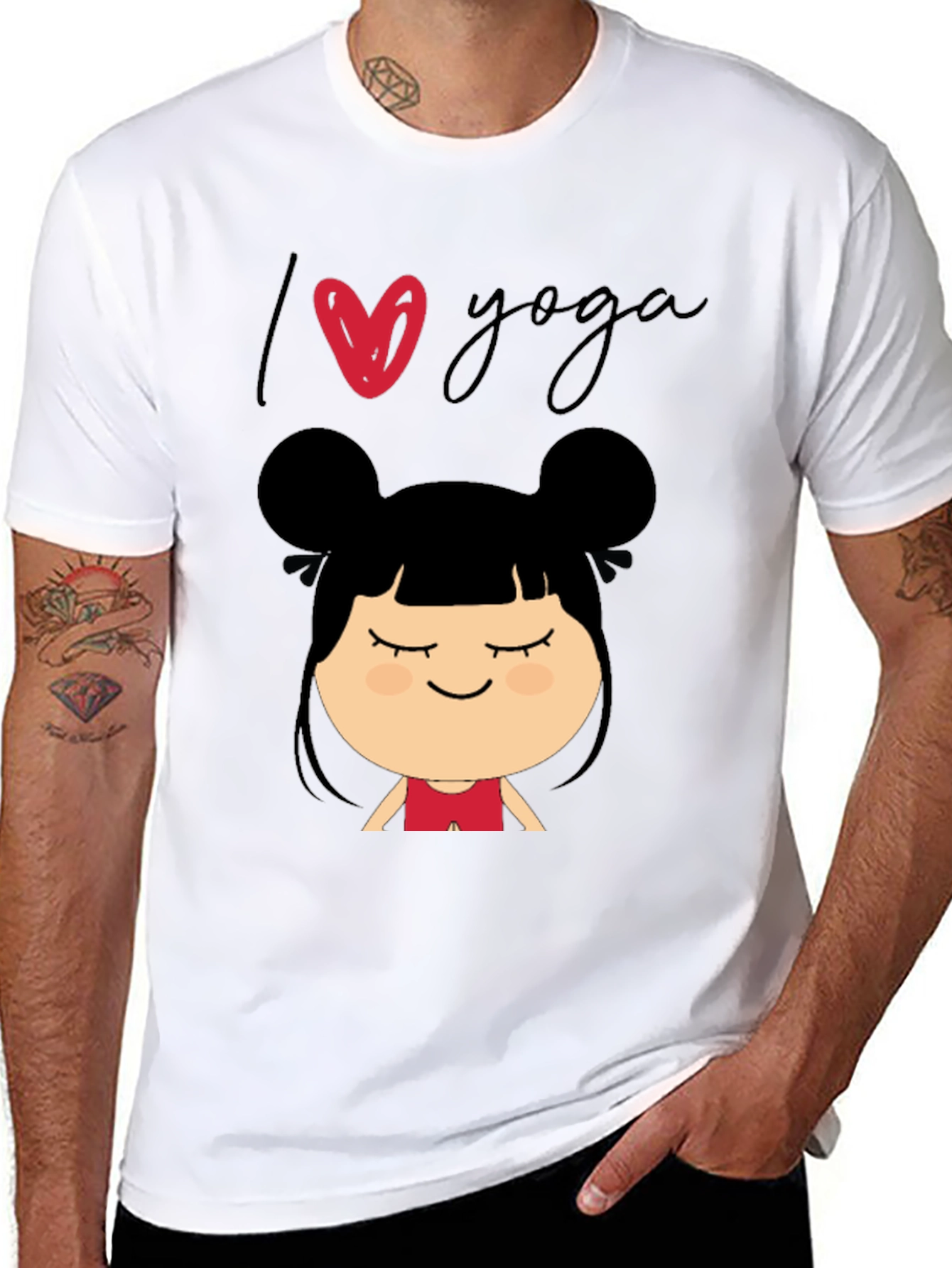 I Love Yoga T-Shirt with Cute Cartoon Girl