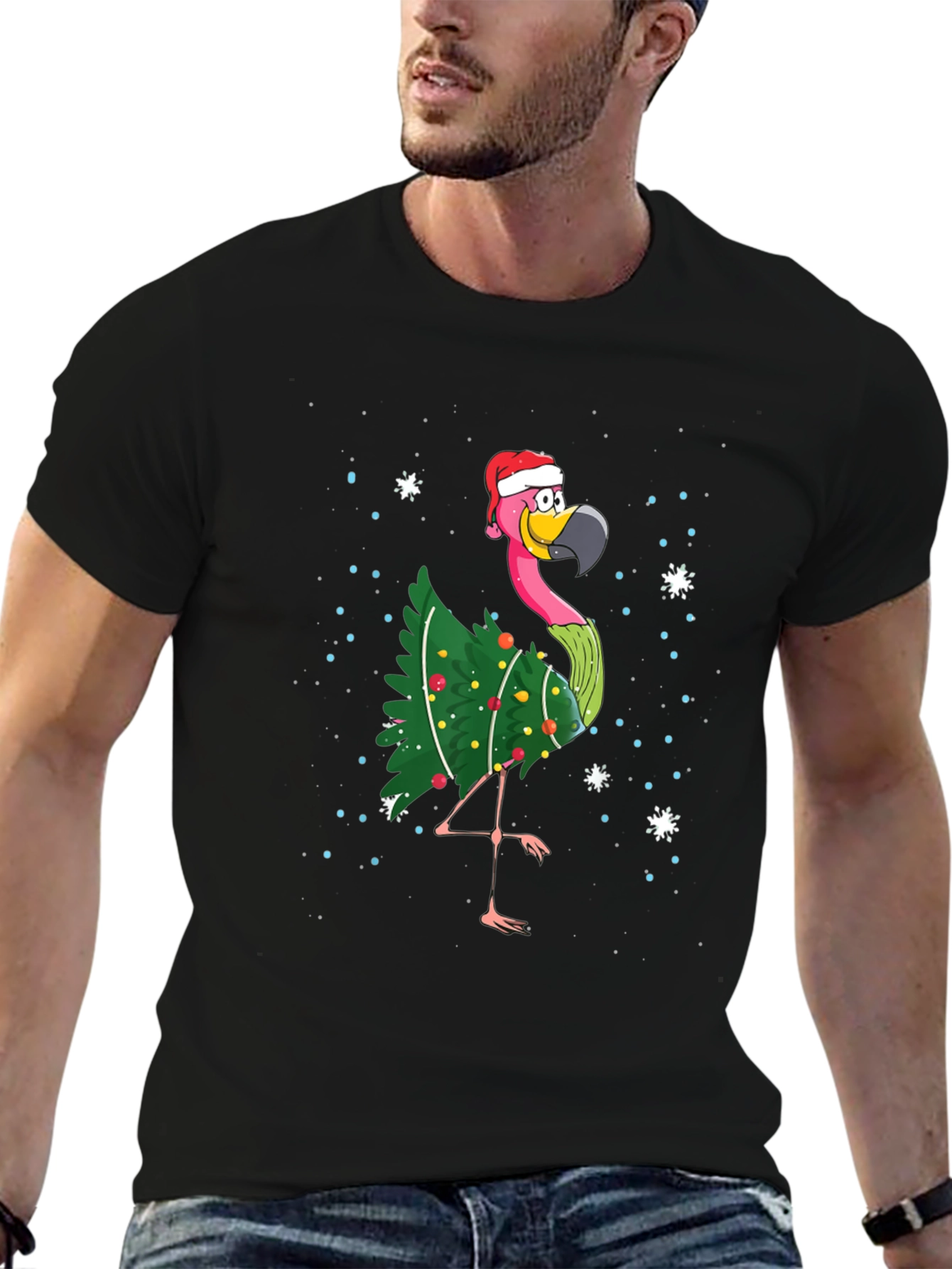 Christmas Flamingo T-Shirt Holiday Xmas Party Tee