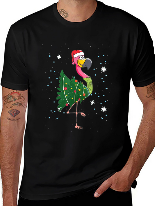 Christmas Flamingo T-Shirt Holiday Xmas Party Tee