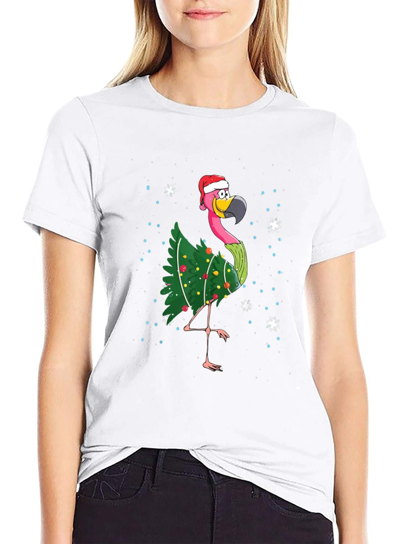 Christmas Flamingo T-Shirt Holiday Xmas Party Tee