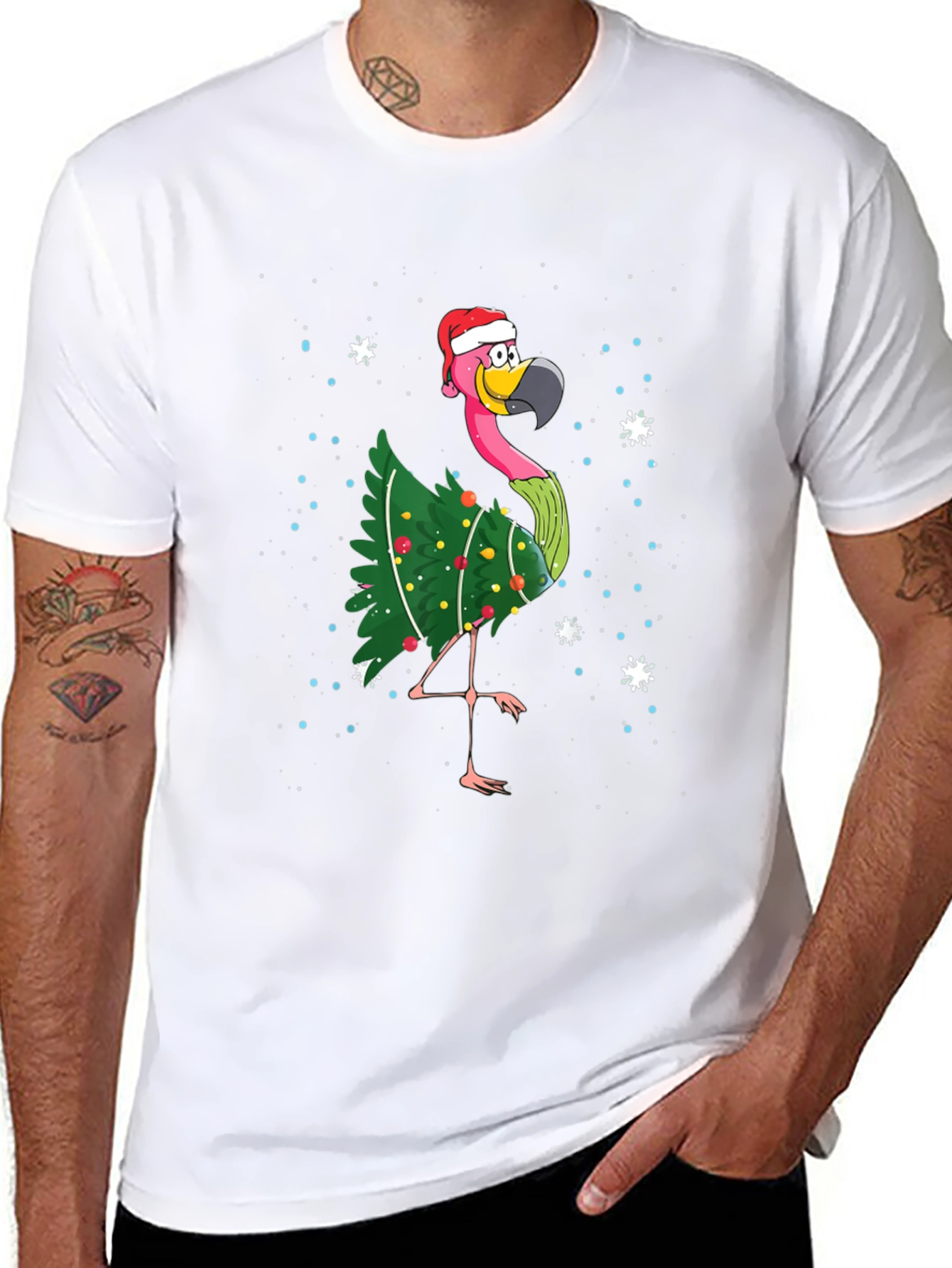 Christmas Flamingo T-Shirt Holiday Xmas Party Tee