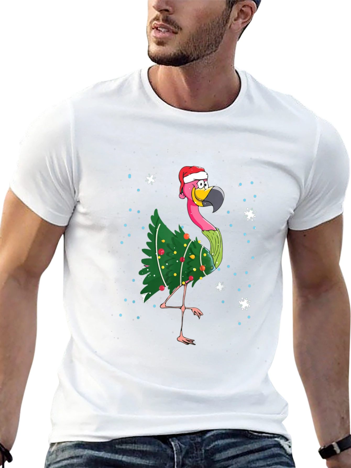 Christmas Flamingo T-Shirt Holiday Xmas Party Tee