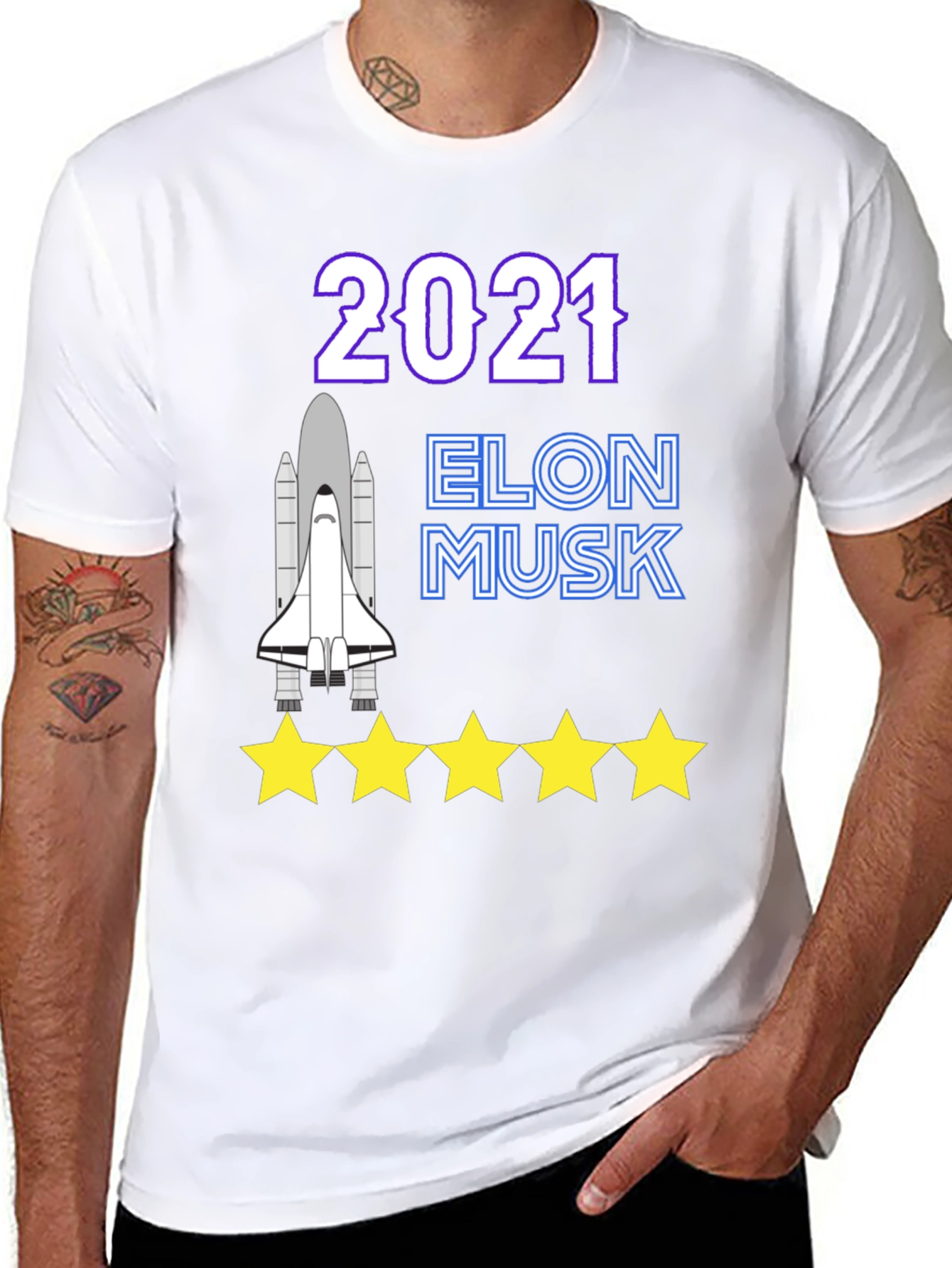 Elon Musk 2021 Spacex Five Star T-Shirt