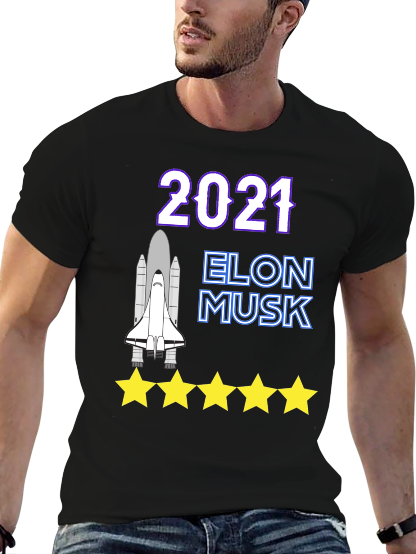 Elon Musk 2021 Spacex Five Star T-Shirt
