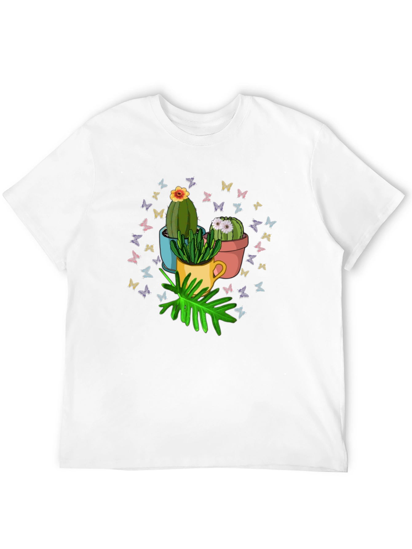 Cactus & Butterfly Graphic T-Shirt - Nature Lover Tee