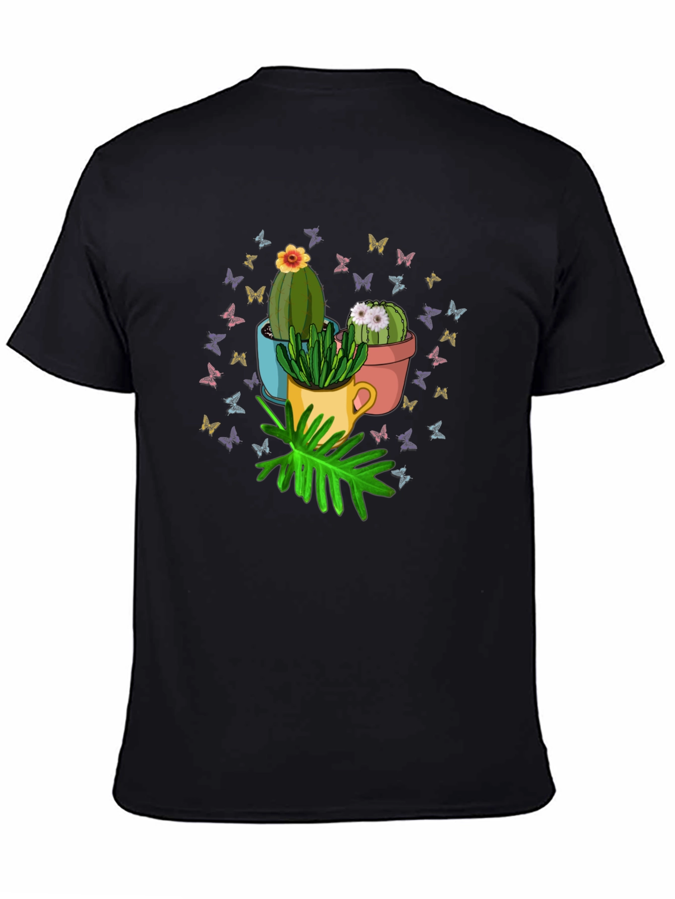 Cactus & Butterfly Graphic T-Shirt - Nature Lover Tee