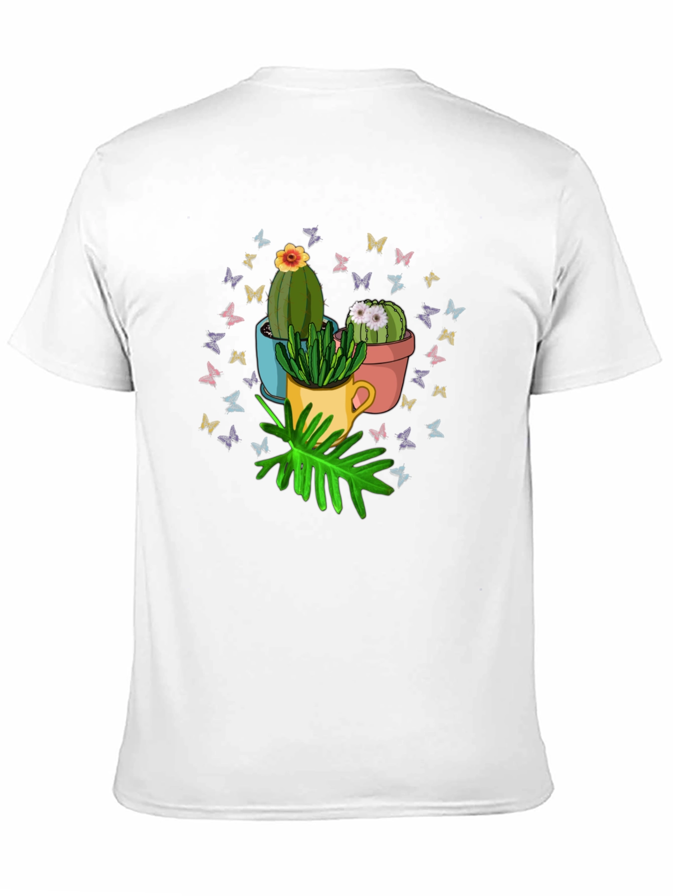 Cactus & Butterfly Graphic T-Shirt - Nature Lover Tee
