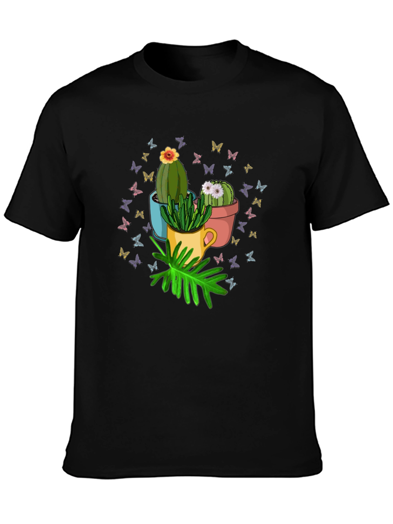 Cactus & Butterfly Graphic T-Shirt - Nature Lover Tee