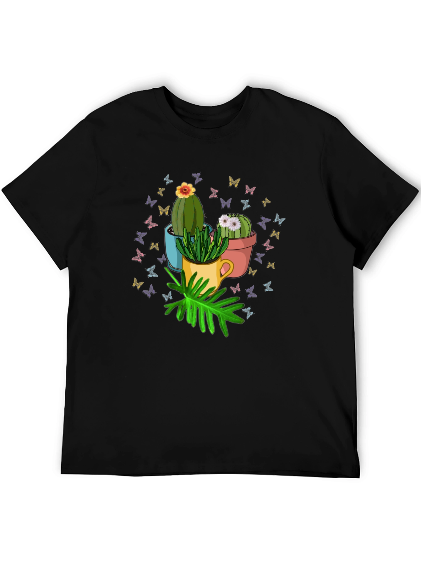 Cactus & Butterfly Graphic T-Shirt - Nature Lover Tee
