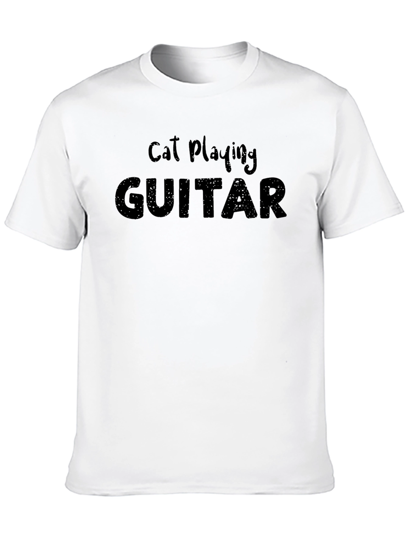 Cat Playing Guitar Black T-Shirt