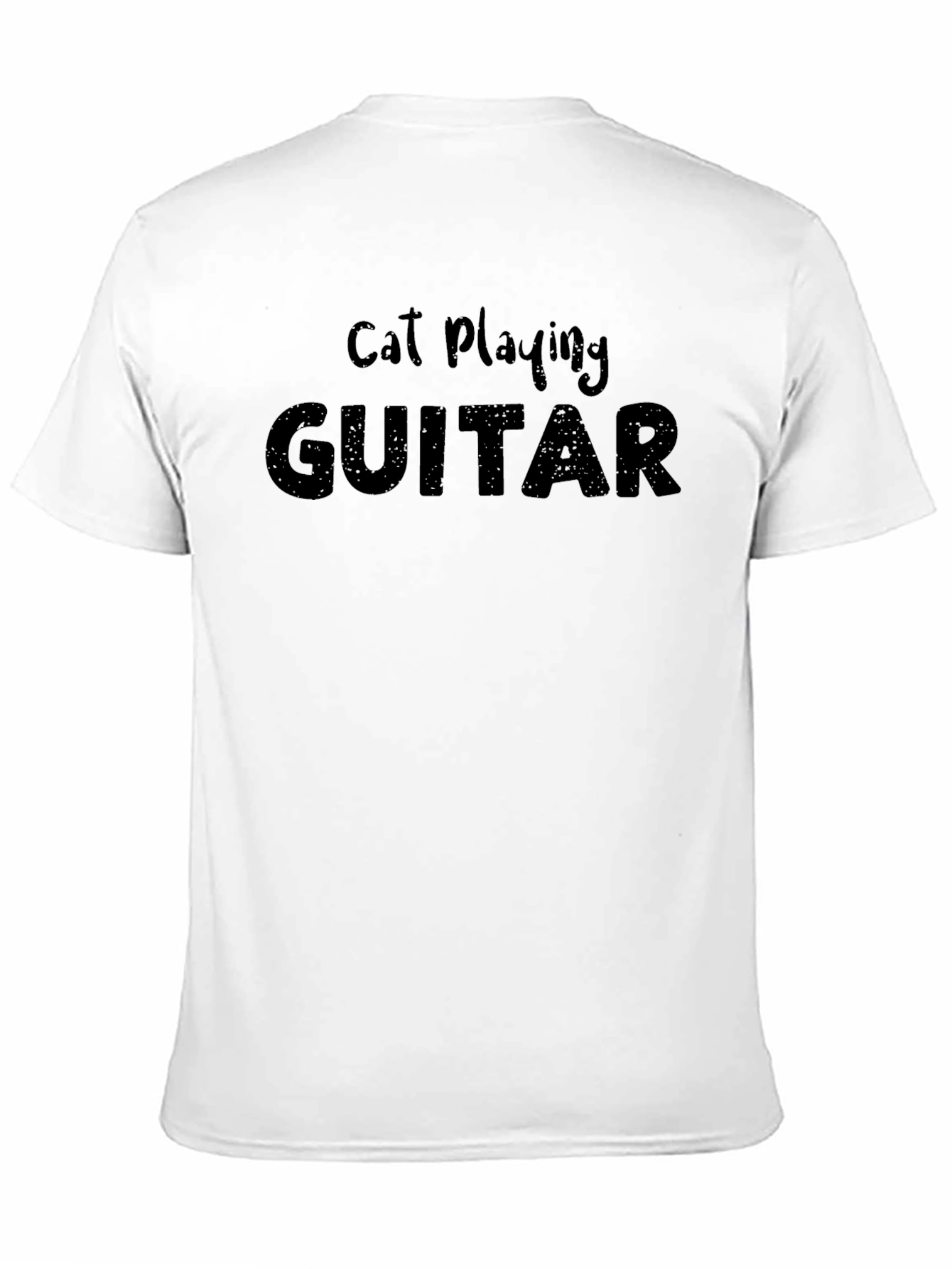 Cat Playing Guitar Black T-Shirt