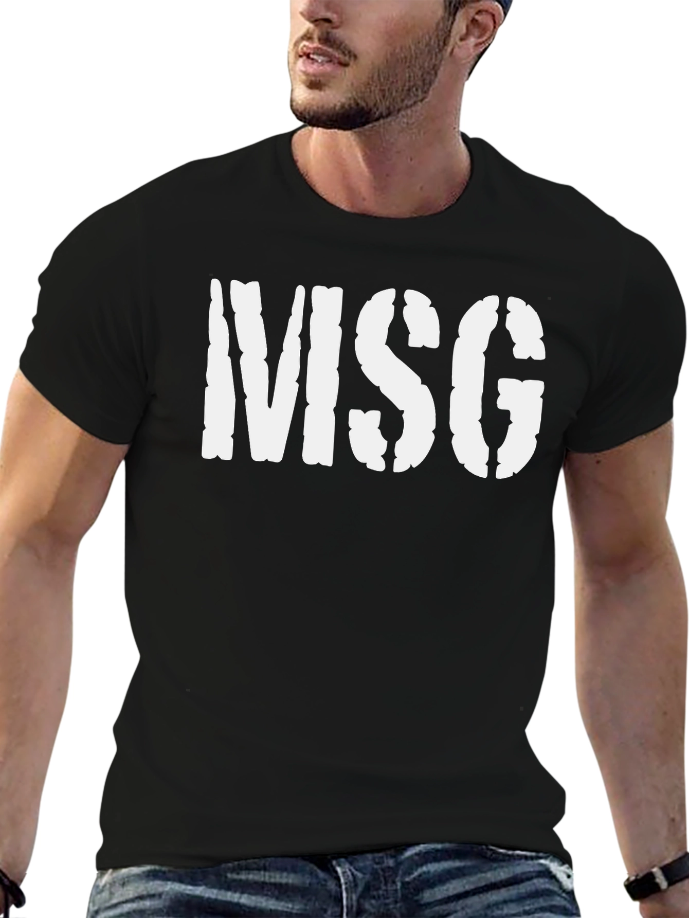 MSG Stencil Print T-Shirt - Classic Black Tee