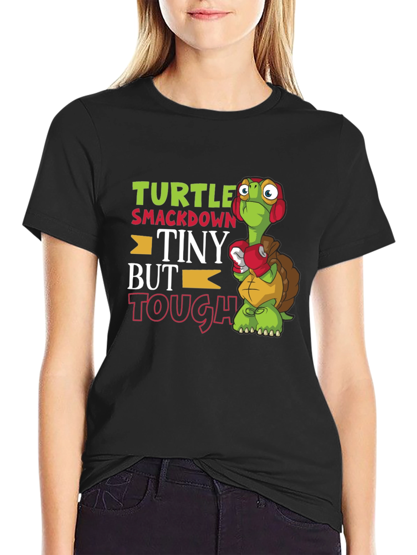 Turtle Smackdown T-Shirt - Tiny But Tough Cartoon Tee