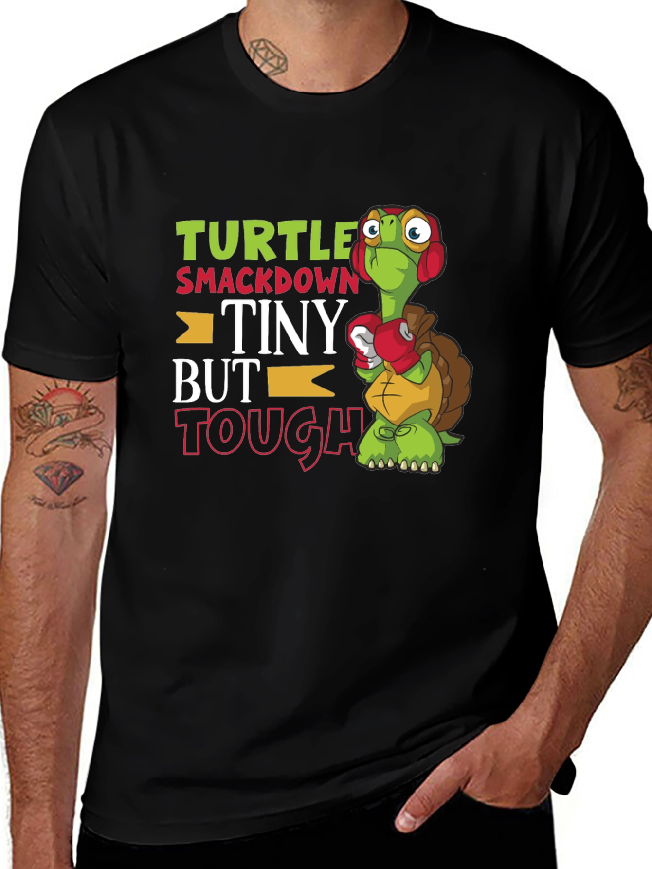 Turtle Smackdown T-Shirt - Tiny But Tough Cartoon Tee