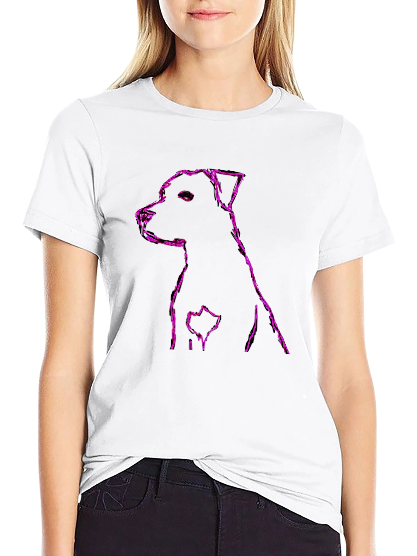 Purple Dog Outline T-Shirt – Stylish Dog Lover Tee