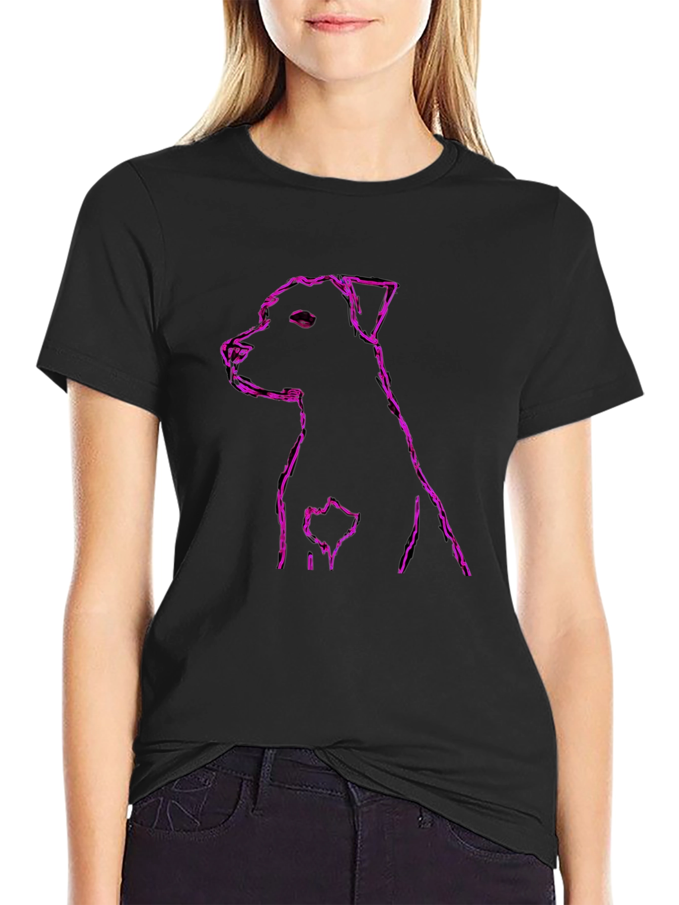 Purple Dog Outline T-Shirt – Stylish Dog Lover Tee