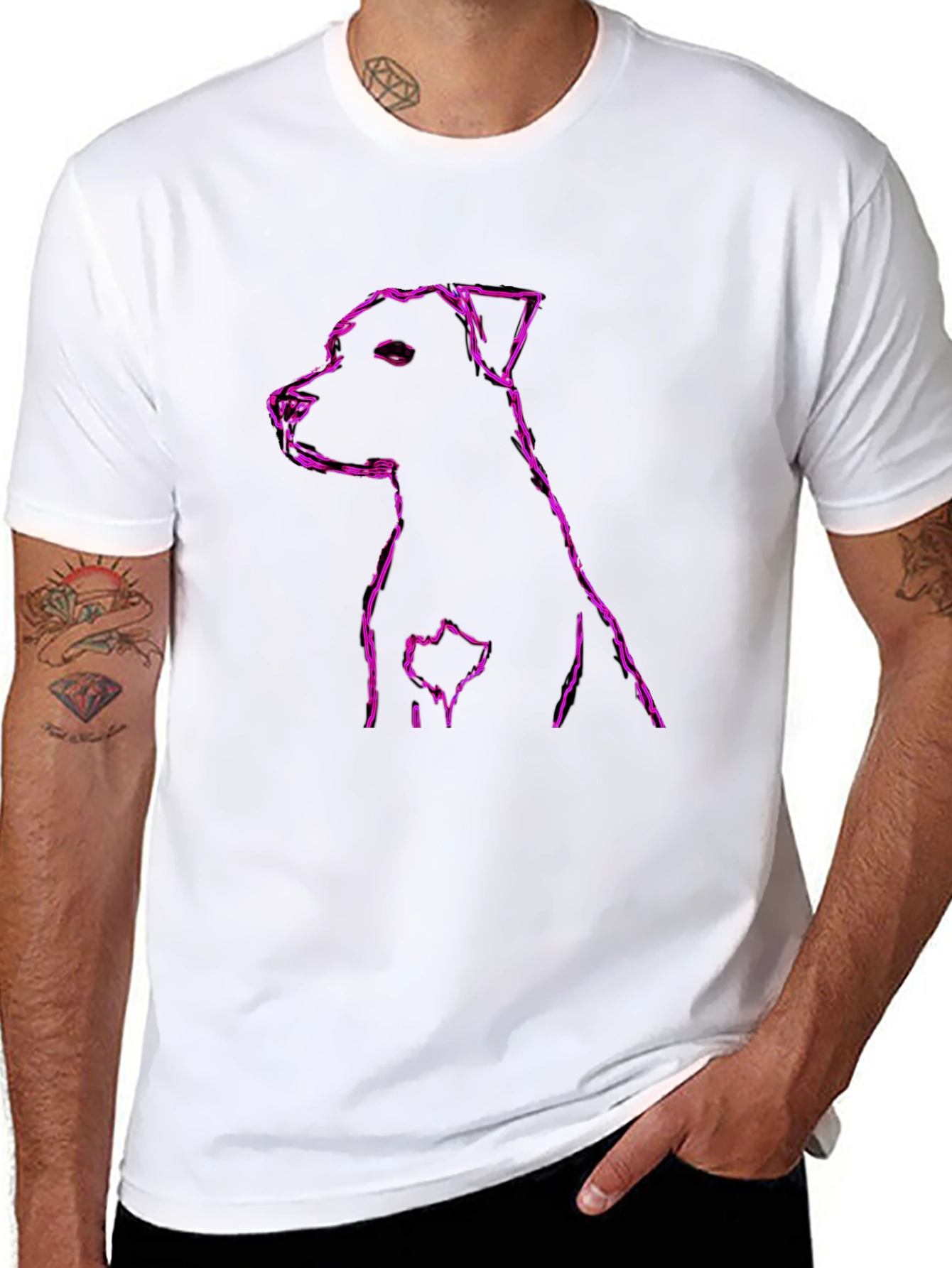 Purple Dog Outline T-Shirt – Stylish Dog Lover Tee