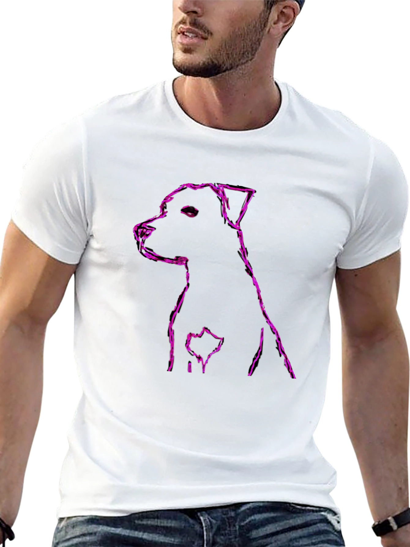 Purple Dog Outline T-Shirt – Stylish Dog Lover Tee