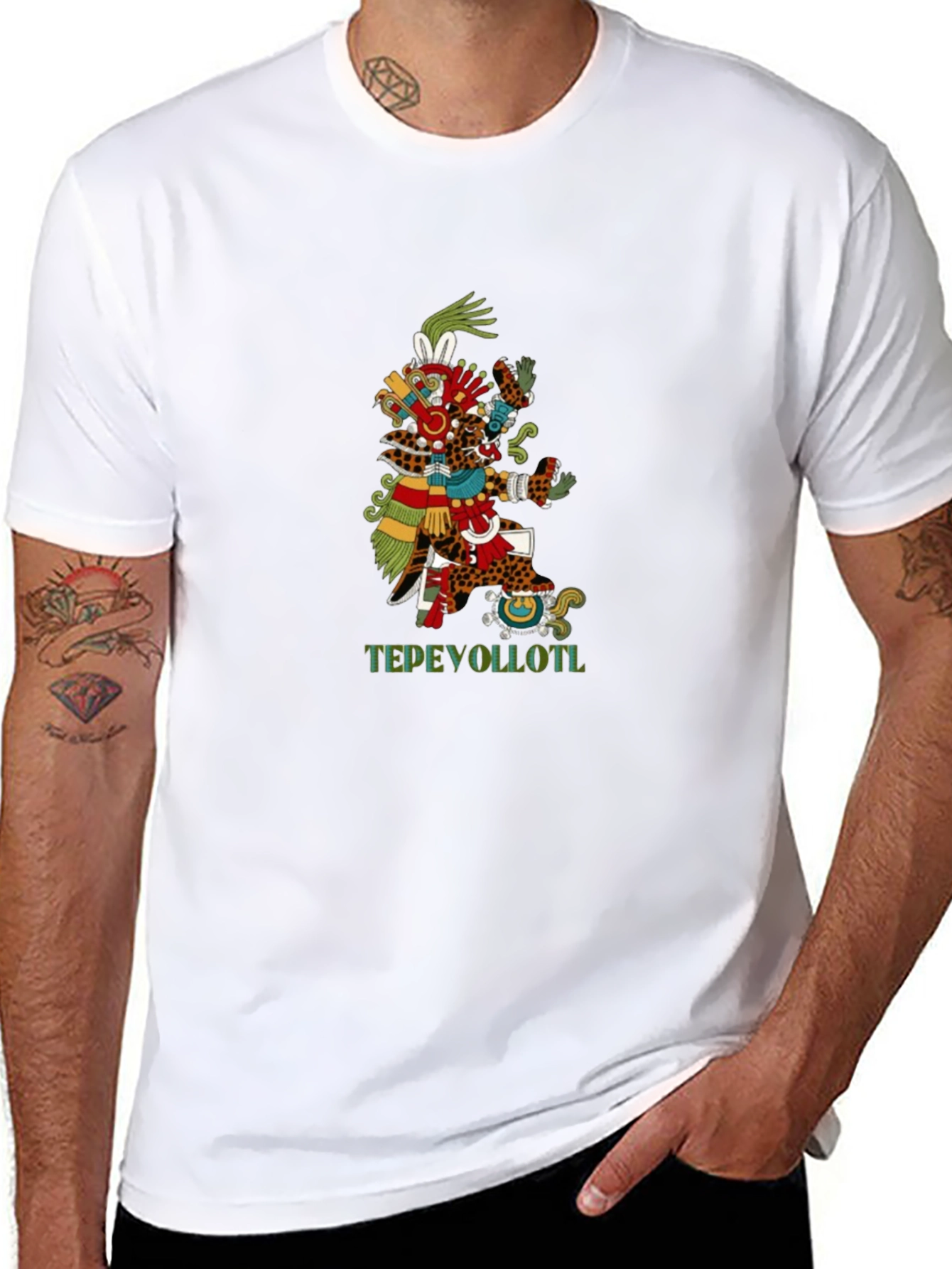 Aztec T-Shirt - Tepeyollotl Design - Black Tee