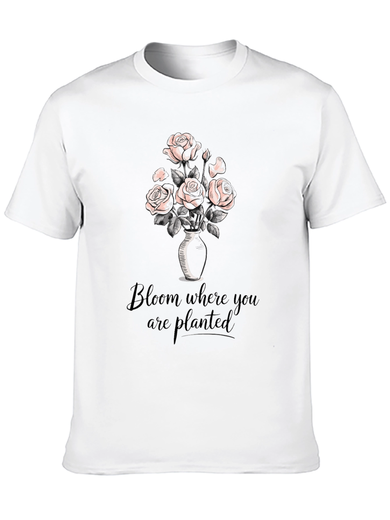 Bloom Where You Are Planted Black Graphic T-Shirt