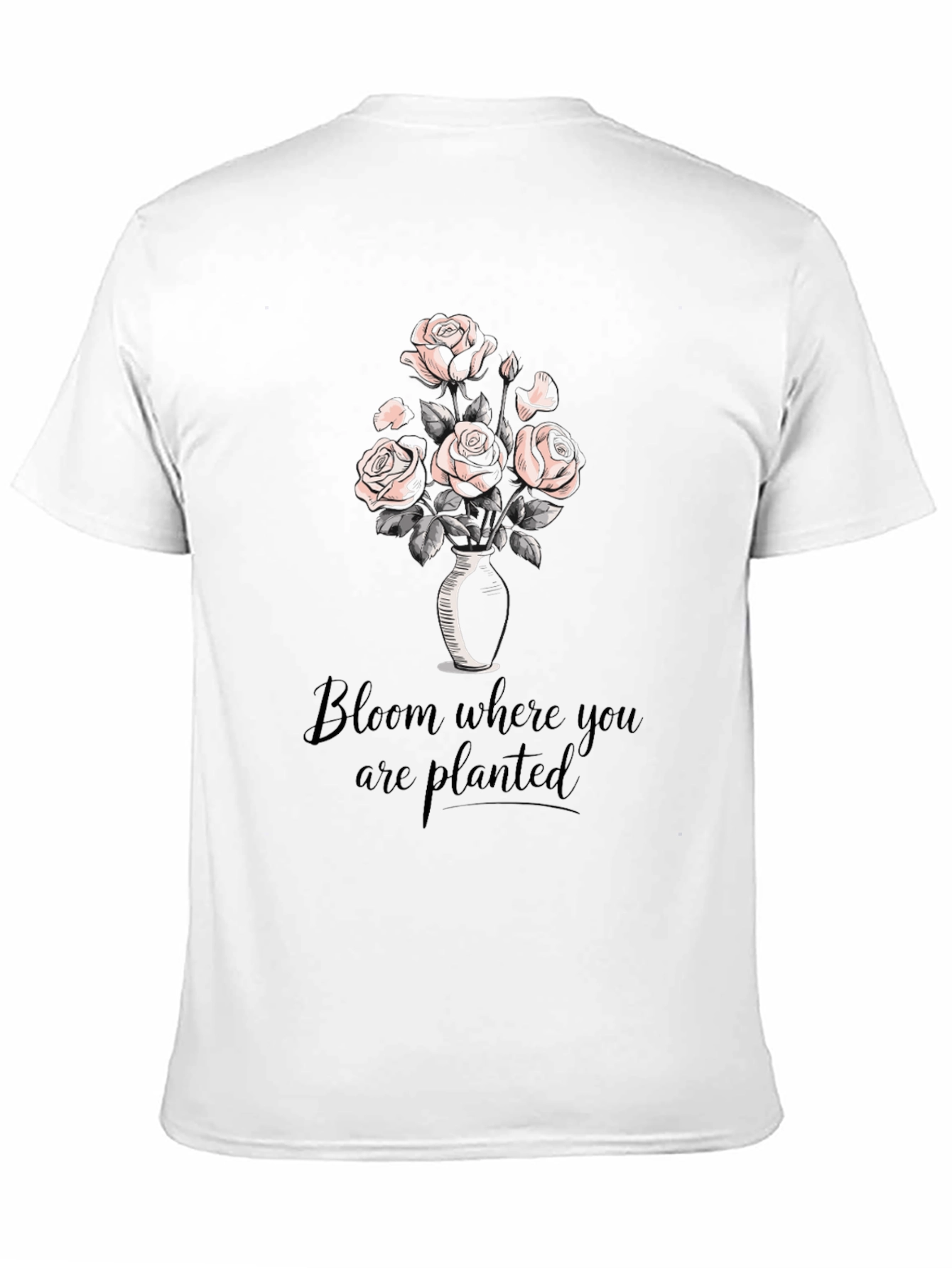 Bloom Where You Are Planted Black Graphic T-Shirt