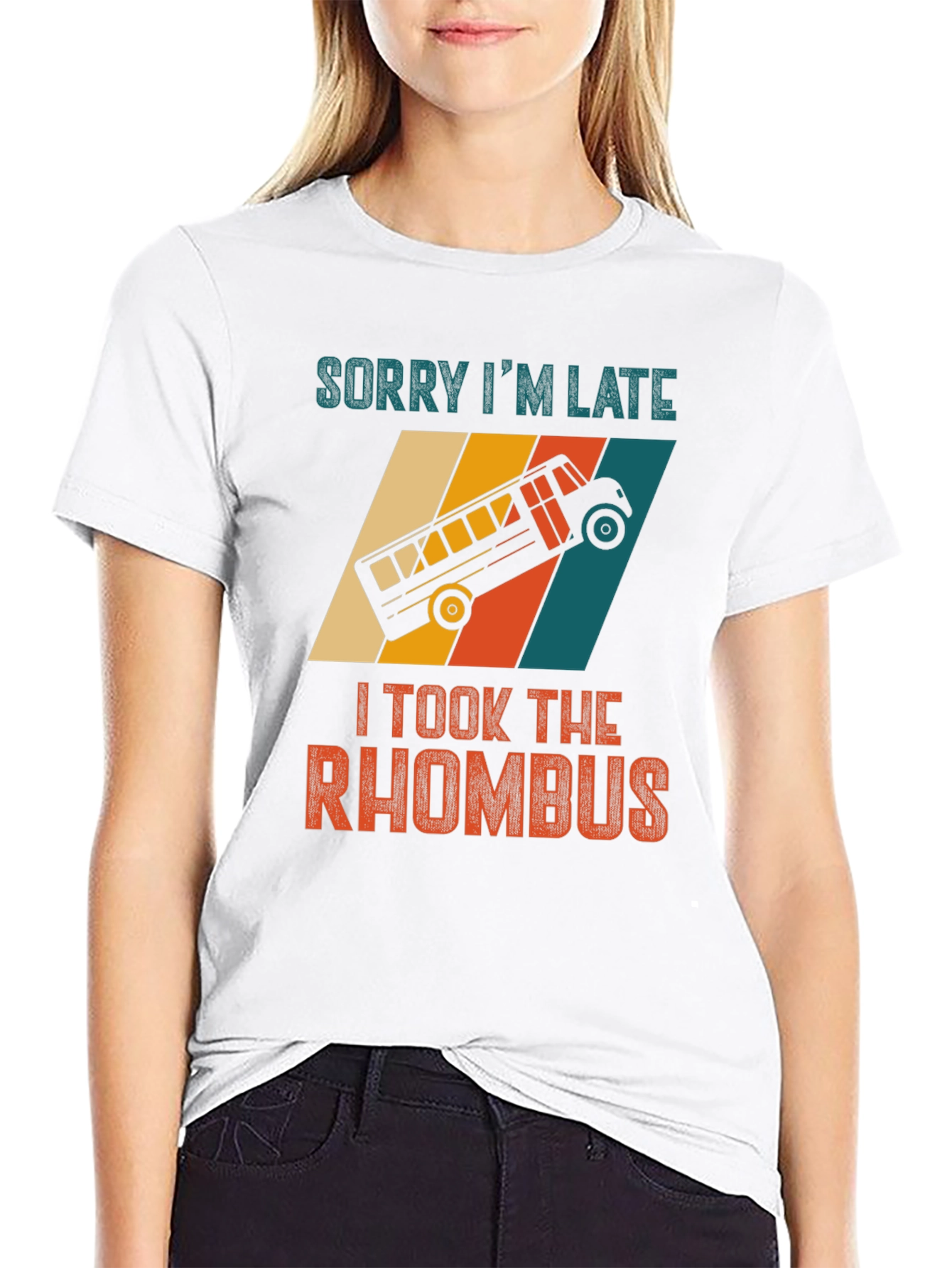 Sorry Im Late Rhombus Bus Graphic Tee